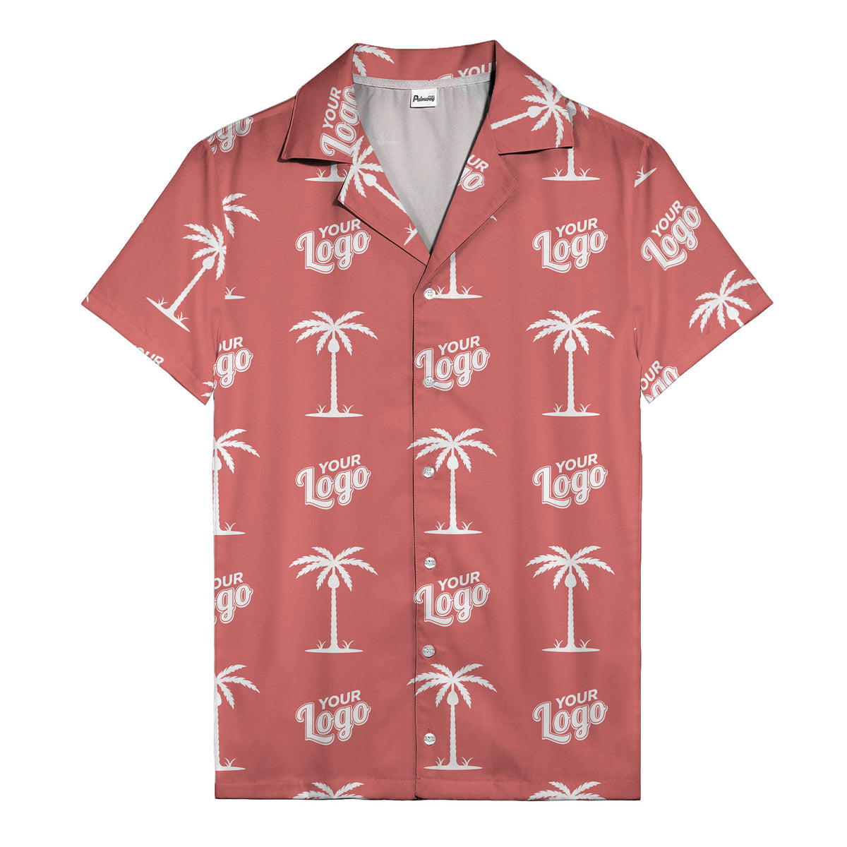 custom palm trees & your logo repeat black gold hawaiian shirt