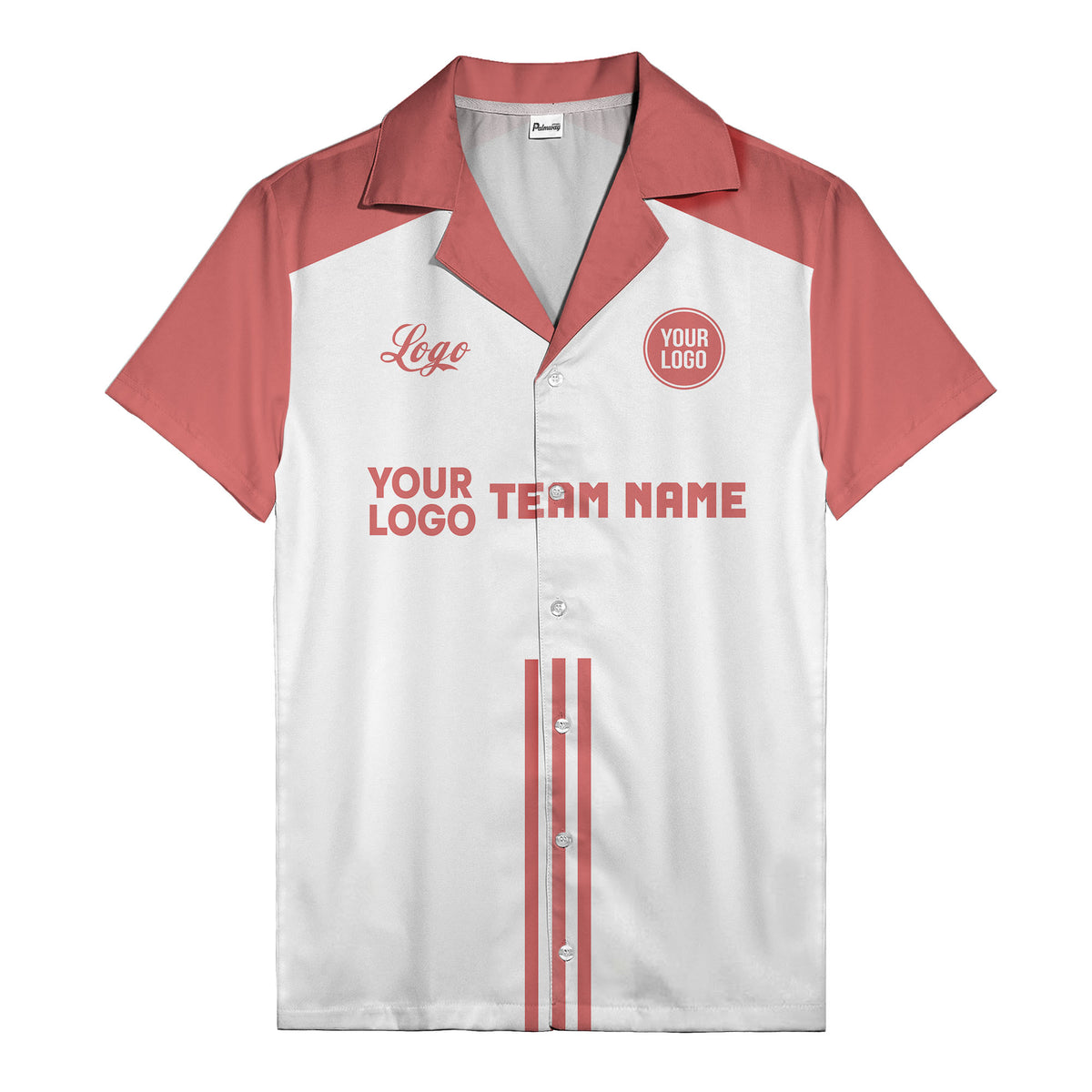 customizable black white bowling team logo & name hawaiian shirt for men