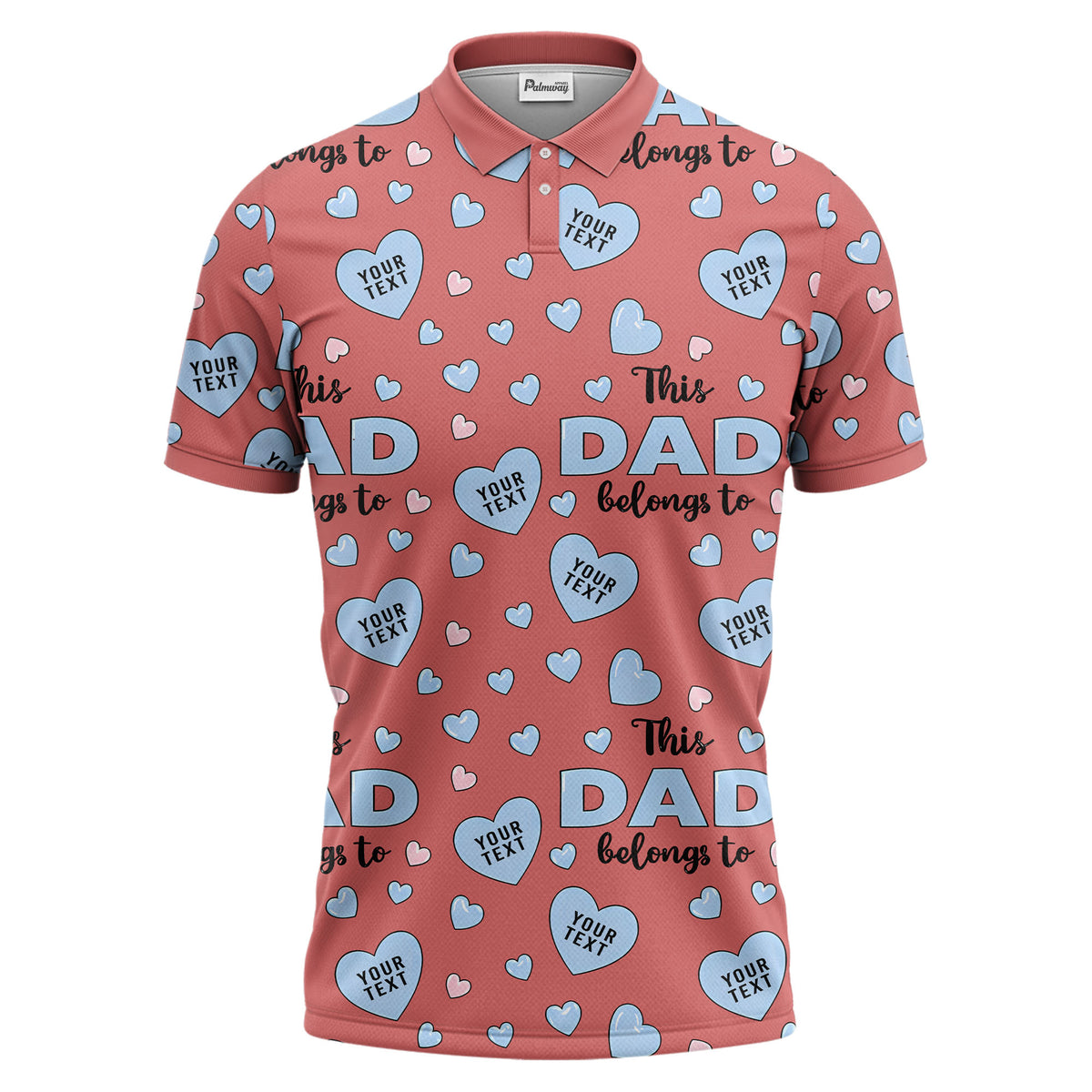 customizable hearts & text father's day all over print polo shirt for men