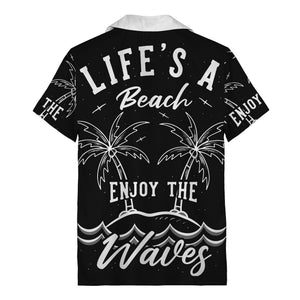 customizable text palm trees & stars graphic hawaiian shirt for men