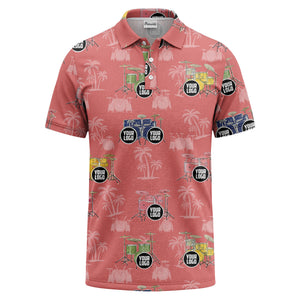drum kit & palm tree repeat rock band polo shirt for men