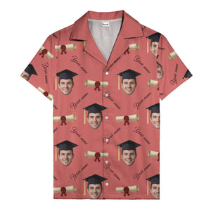 graduation caps diplomas & custom faces hawaiian shirt