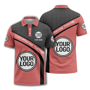 hexagonal grid monogram logo corporate polo shirt for men