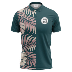 illustrated tropical leaf floral summer polo shirt for vacation vibes