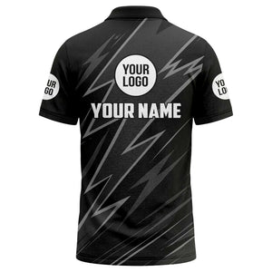 lightning bolt pattern with custom logo and name polo shirt for men