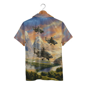 Military Helicopter Scenic Mountain Hawaiian Shirt – Adventure & Landscape
