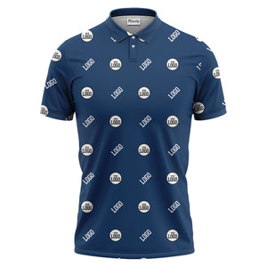 minimalist custom logo pattern polo shirt — clean repeating corporate design