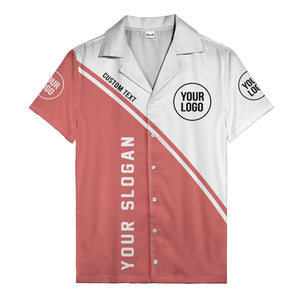 monochrome diagonal stripe custom logo & text hawaiian shirt