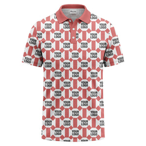 monochrome hexagon repeat custom logo geometric polo shirt for men