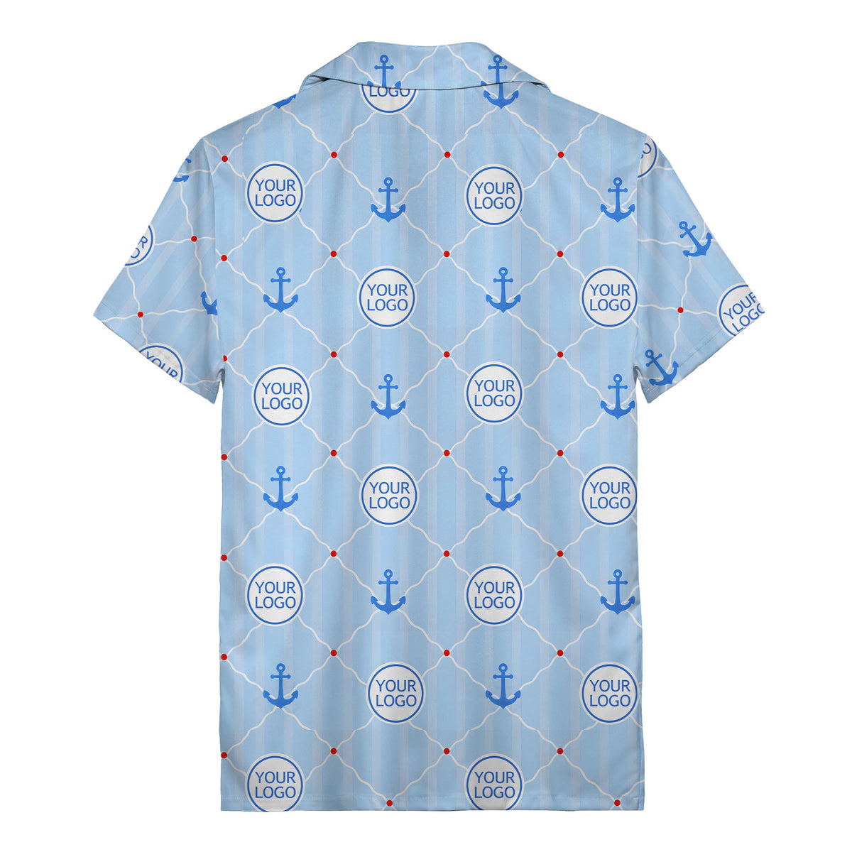 nautical anchors & custom logo circles light blue hawaiian shirt