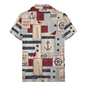nautical anchors sailboats lighthouses patchwork hawaiian shirt