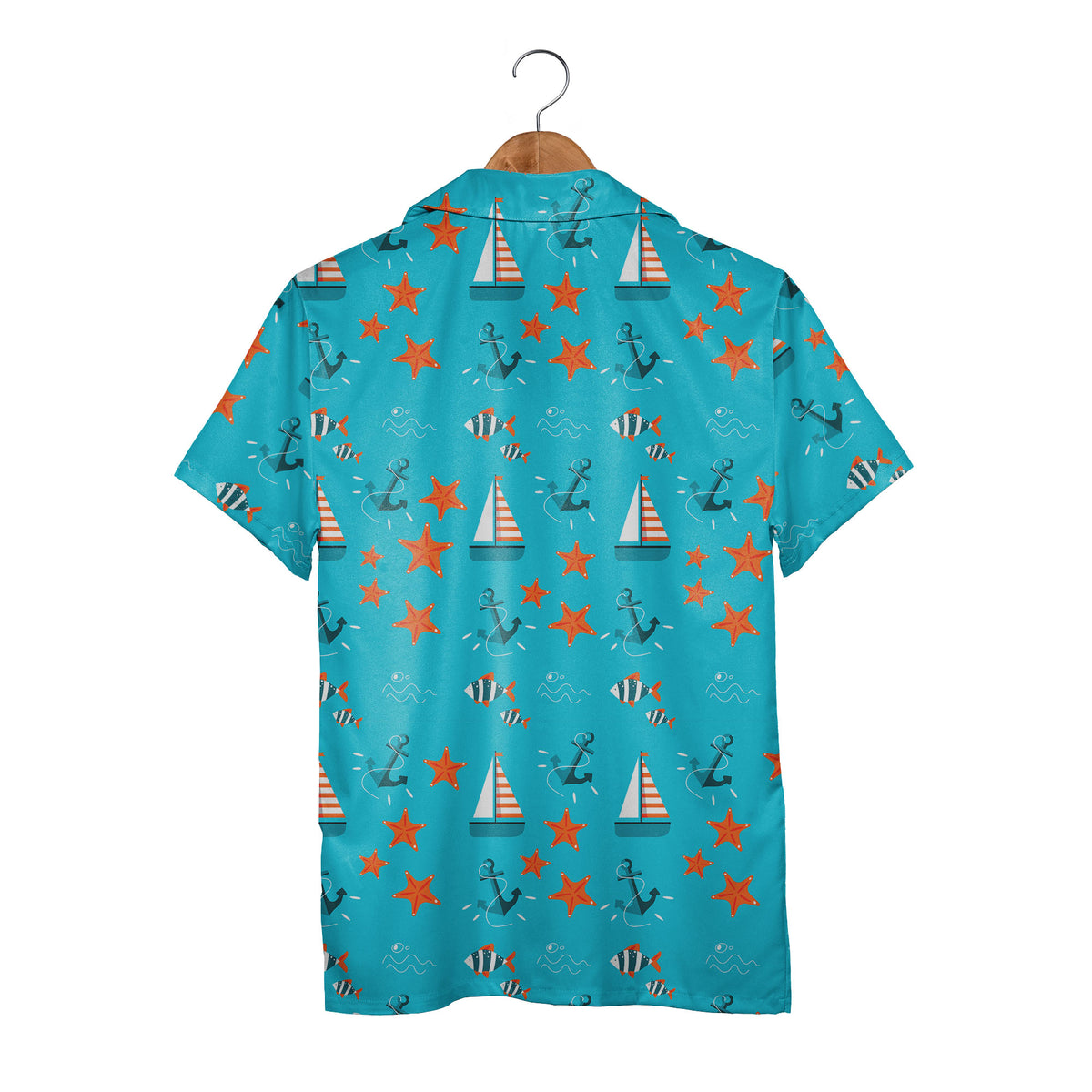 Nautical Starfish & Anchor Ocean Hawaiian Shirt – Sailboat Fish Print