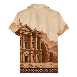 petra treasury desert landscape illustrated historical hawaiian shirt