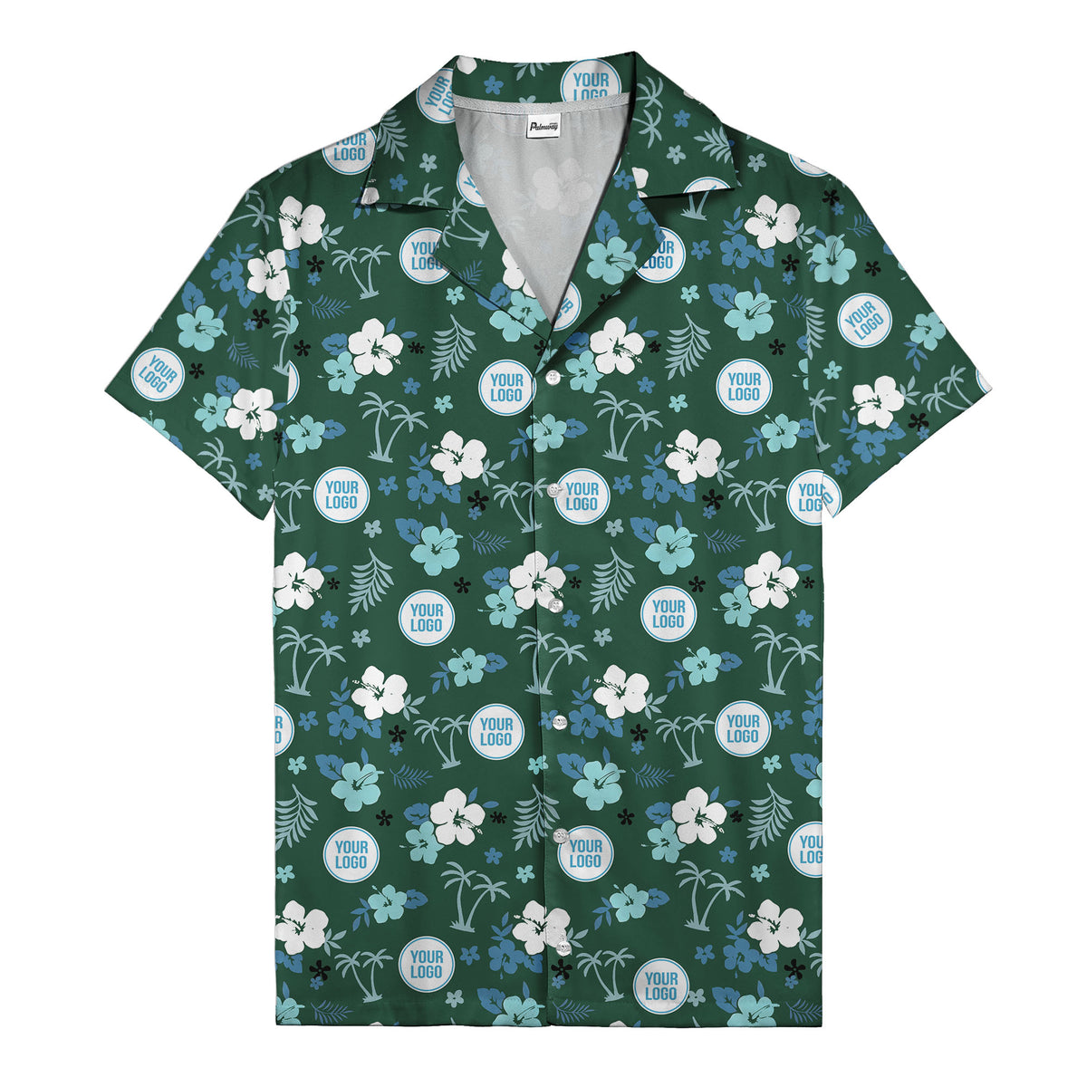 Purple Palm Blooms & Teal Leaf Hawaiian Shirt For Men