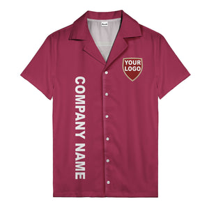shield logo & vertical text customizable corporate hawaiian shirt