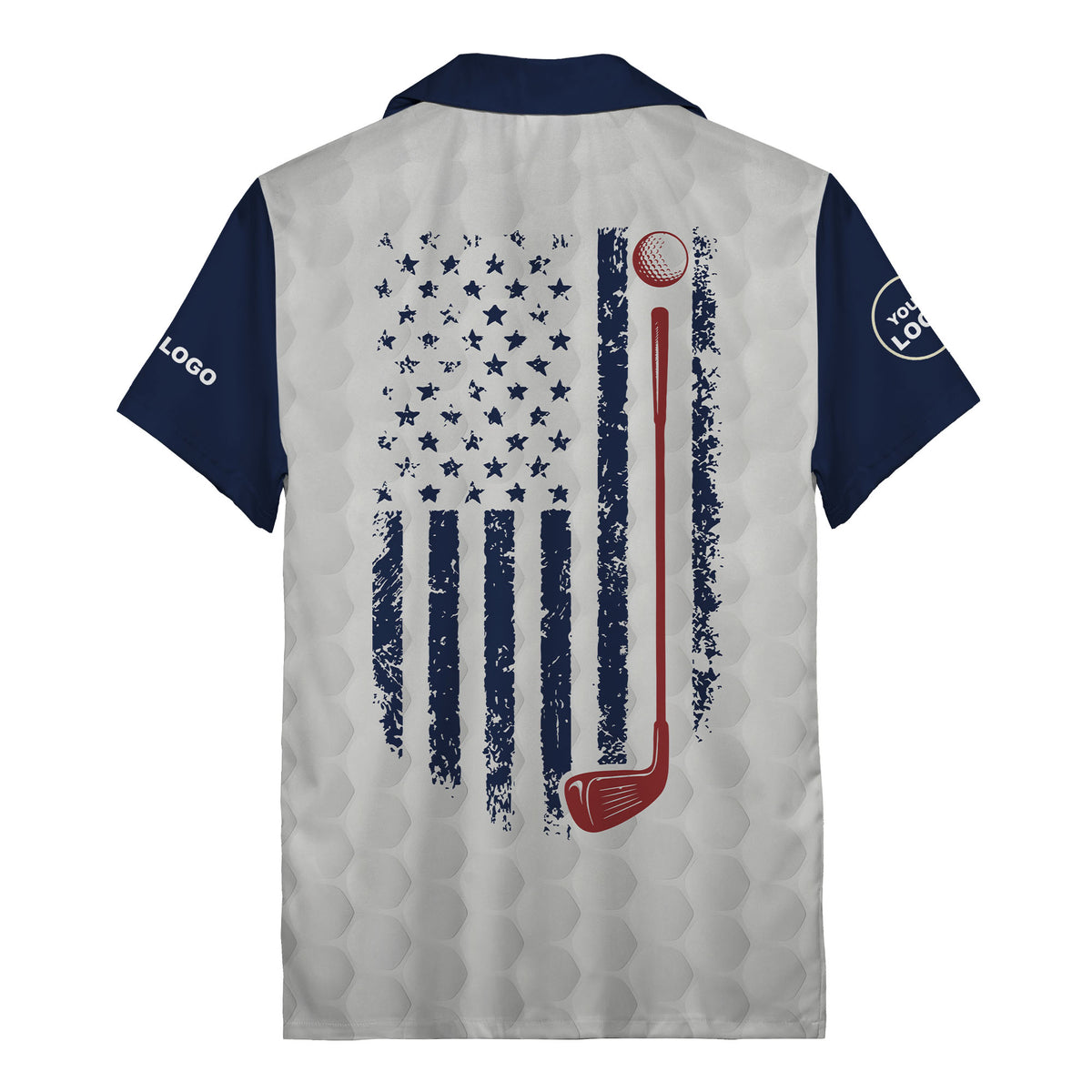 stars stripes golf clubs patriotic red white blue hawaiian shirt for men