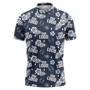 tropical hibiscus polo shirt with custom logo | custom color floral