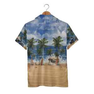 Vintage Motorcycle Surf Beach Ride Tropical Aloha Shirt For Men Hawaiian Shirt