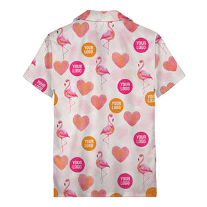 watercolor flamingos & hearts aloha hawaiian shirt
