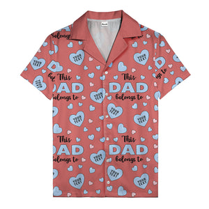 watercolor hearts & custom names hawaiian shirt for dad, navy blue