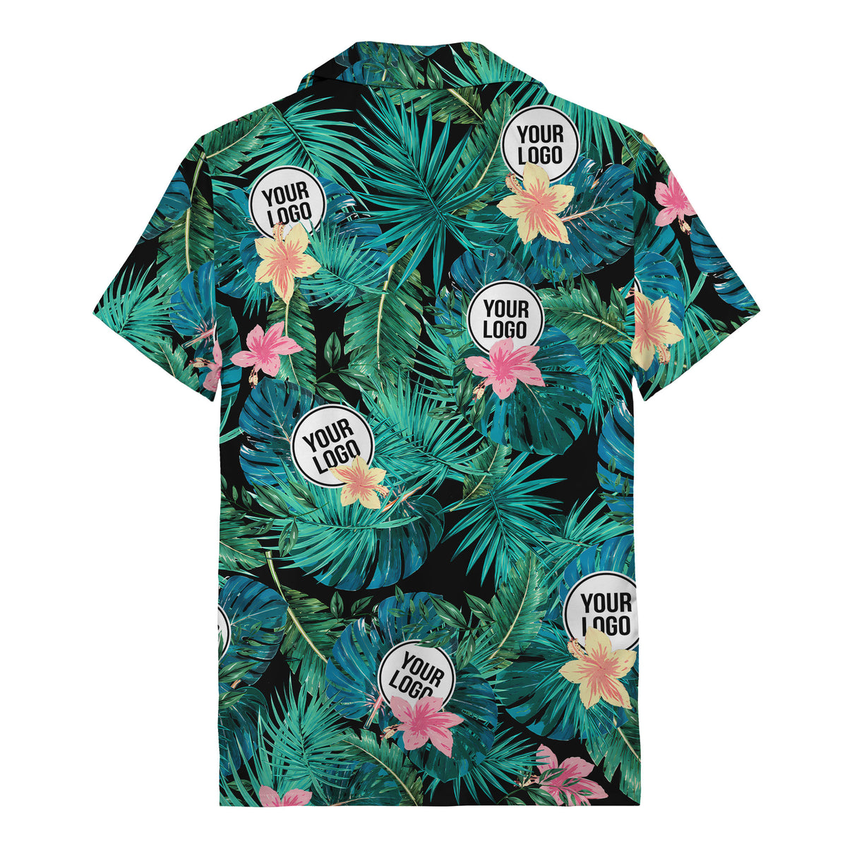 watercolor palm leaves & coral hibiscus hawaiian shirt for beach vibes