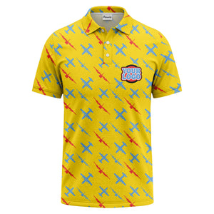 airplane silhouette repeat aviation graphic polo shirt for men