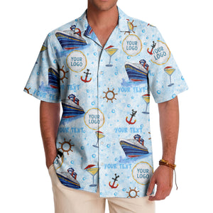cruise ships & cocktail glasses fun cartoon hawaiian shirt for men