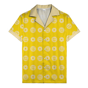 custom logo daisy repeat pattern hawaiian shirt for men