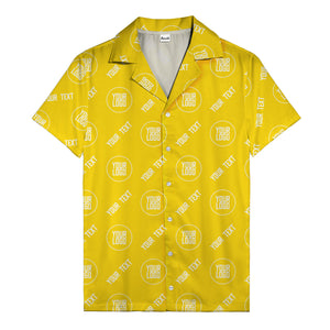 custom logo & text circle repeat black white hawaiian shirt for men