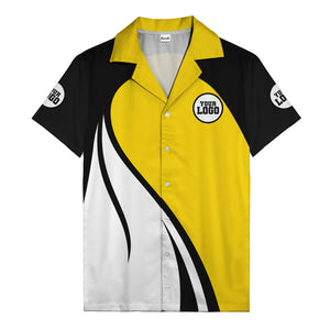 diagonal stripe custom logo retro bowling hawaiian shirt