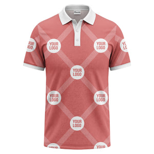 diagonal stripes & repeating custom logo polo shirt for men