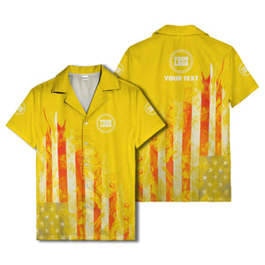 fiery bald eagle & stars stripes hawaiian shirt for men
