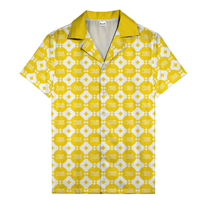 gold mon diamond lattice monogram hawaiian shirt for men