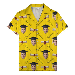 graduation caps diplomas & custom faces hawaiian shirt