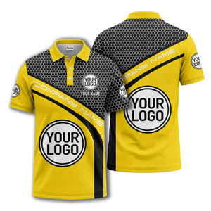 hexagonal grid monogram logo corporate polo shirt for men