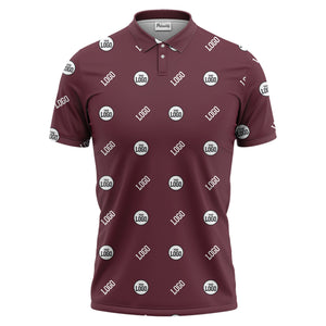 minimalist custom logo pattern polo shirt — clean repeating corporate design