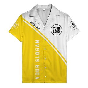monochrome diagonal stripe custom logo & text hawaiian shirt