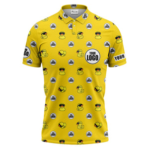 rubber duck repeat cartoon pattern custom logo black polo shirt for men