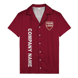 shield logo & vertical text customizable corporate hawaiian shirt