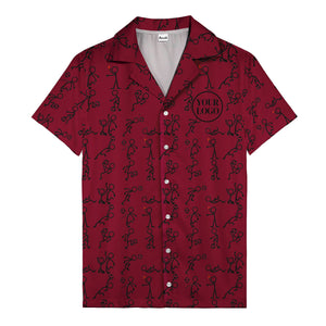 soccer stick figures & footballs fun cartoon hawaiian shirt