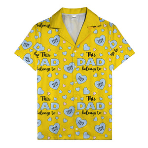 watercolor hearts & custom names hawaiian shirt for dad, navy blue