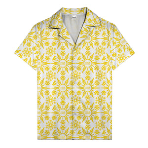 watercolor palm leaf repeat tropical hawaiian shirt for men