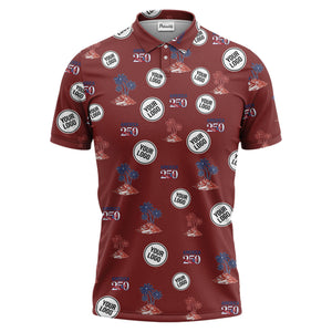 america 250 tropical islands palm flags illustrated patriotic polo shirt for men