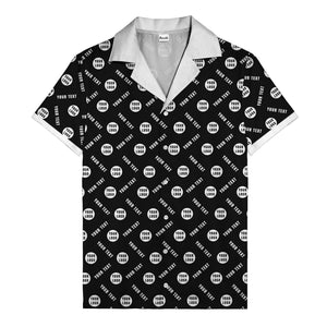 black custom logo circles text white hawaiian shirt