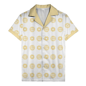 custom logo daisy repeat pattern hawaiian shirt for men