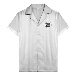 custom logo gradient fade black to white hawaiian shirt