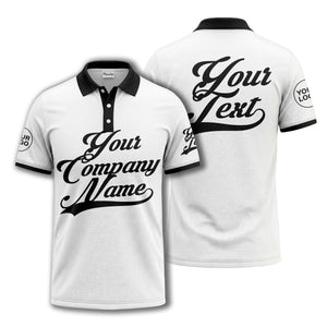 custom script logo corporate casual polo shirt for men