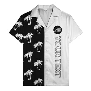 customizable palm tree & personalized text tropical green hawaiian shirt for vacation