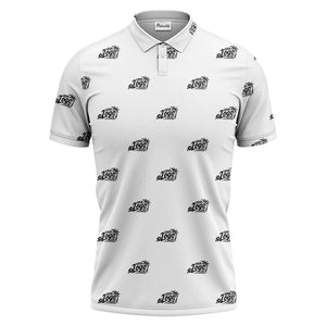 your logo repeat pattern black customizable professional polo shirt
