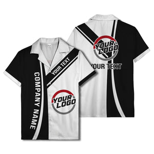 diagonal stripe custom logo company name hawaiian shirt for teams